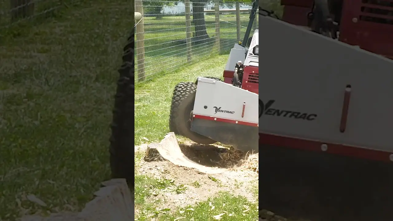 Removing a Tree Stump From the Seat of the Tractor