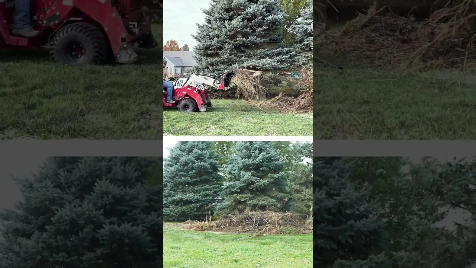 Rock Bucket Removes Large Brush Pile