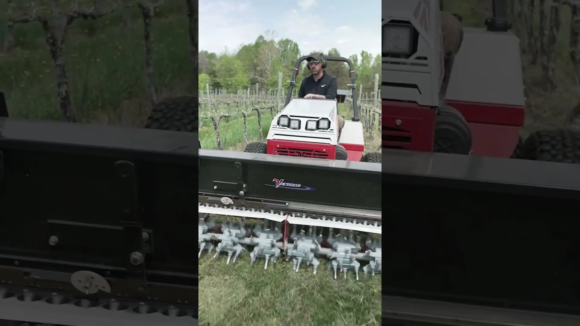 Aeration Between Vine Rows with a Compact Tractor