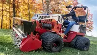 Three and a half inch tines creates a core hole of more than two inches without plugs of turf left behind. Lawn aerator equipment.