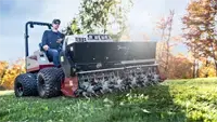 EA600 Aera-Vator Landscape contractor use Ventrac equipment for campus grounds management, professional property management, and municipal mowers.