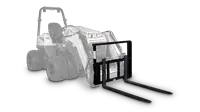 The 36-inch fork length and 38-inch max width make the KM410 Pallet Forks ideal for transporting heavy pallets in construction and hardscaping applications.