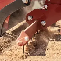 DRDG Ballpark Groomer & Renovator Adjustable scarifier tines penetrate the field to break up hardpan and improve soil texture.