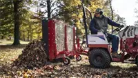 Contractors can tackle bulk leaf removal with the 78" working width of the Leaf Plow.