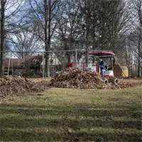 EF300 Leaf Plow Save hours on fall cleanup by using the Leaf Plow to push large volumes of leaves without damaging grass or hard surfaces.
