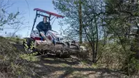 HE200 Power Grapple Even on steep slopes, the Power Grapple paired with a Ventrac tractor's stability lets you clamp and transport rocks or logs without losing traction.