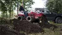 HE482 Power Bucket In rough terrain or slope work, the Power Bucket paired with a Ventrac tractor maintains stability and consistent performance when lifting and dumping loads.