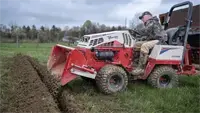 HE482 Power Bucket Backfill trenches, holes, or grading areas with precision, saving time and effort by eliminating the need to fill by hand.