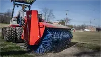 KJ Broom Keep park paths and walkways clear of dirt, leaves, and debris with the Ventrac Power Broom for a clean, well-kept appearance.