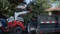 KM100 Rock Bucket w/ Grapple Optimize debris removal by using the Rock Bucket with Grapple to load material directly into dump trailers, saving time and reducing cleanup effort.