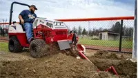 KY400 Trencher The dual Push-N-Pull cylinders on the KY400 guarantee positive boom control for digging, lift, and transport, giving operators precision on every trench job.