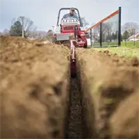 KY400 Trencher The KY400’s 40-inch trenching depth is perfect for deep installations like utility conduits, perimeter drains, or landscape drainage systems.
