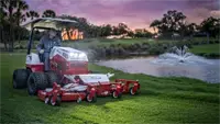MJ840 Contour Mower The MJ840's rear discharge system ensures clippings are efficiently expelled, preventing buildup and maintaining clean fairways and roughs on golf courses.