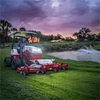 MJ840 Contour Mower The MJ840's rear discharge system ensures clippings are efficiently expelled, preventing buildup and maintaining clean fairways and roughs on golf courses.