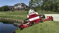 MJ840 Contour Mower The MJ840 Contour Mower's independent decks float and follow the terrain, ensuring even cuts on slopes up to 30 degrees, ideal for maintaining challenging golf course landscapes.