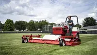 MK960 Wide Area Mower The MK960 mows large athletic fields in a fraction of the time—its 95-inch wide area deck lets grounds crews reduce labor and maintain high-quality turf.
