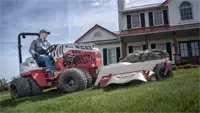 Finish Mower Maneuver around landscaping, trees, posts, and other obstacles without damaging turf thanks to the Ventrac Finish Mower’s precise handling and compact design.