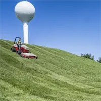 Finish Mower Maintain retention ponds effortlessly; the Ventrac Finish Mower's floating deck adapts to uneven ground, providing a clean finish.