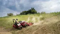 MWMY Flail Mower Contractors can save hours of prep work by using the Flail Mower to mulch and grind thick overgrowth into the dirt before turf installation.