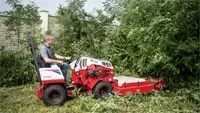 MZ480 Brush Cutter For large commercial land clearing projects such as DOT and right-of-way maintenance, the 48-inch MZ480 deck covers more ground while its hinged front gate feeds dense brush directly into the blades.