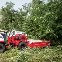 MZ480 Brush Cutter For large commercial land clearing projects such as DOT and right-of-way maintenance, the 48-inch MZ480 deck covers more ground while its hinged front gate feeds dense brush directly into the blades.