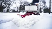 NV360 V-Blade The SSV equipped with the NV360 V-Blade handles deep snow in public parks and plazas by using the V-position and active wings to channel and relocate snow piles away from pedestrian pathways.