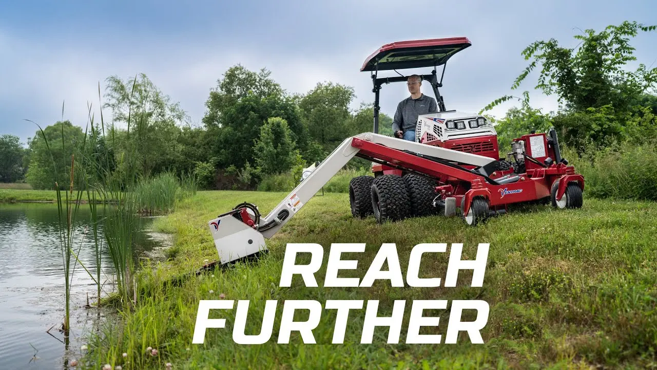 Mowing Hard To Reach Places  Ventrac Boom Mower