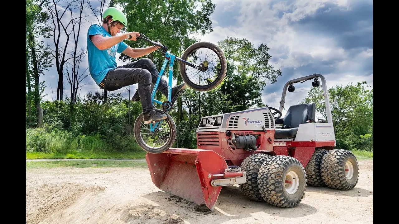 Tractor VS BMX Tricks  Bike Park Renovation