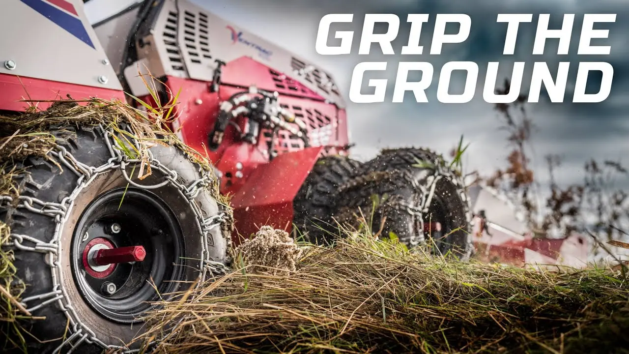 Tire Chains  More Traction While Mowing