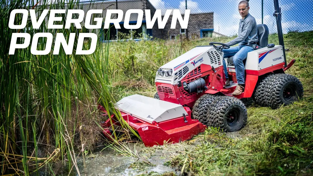 Mowing A Steep Wet Retention Pond