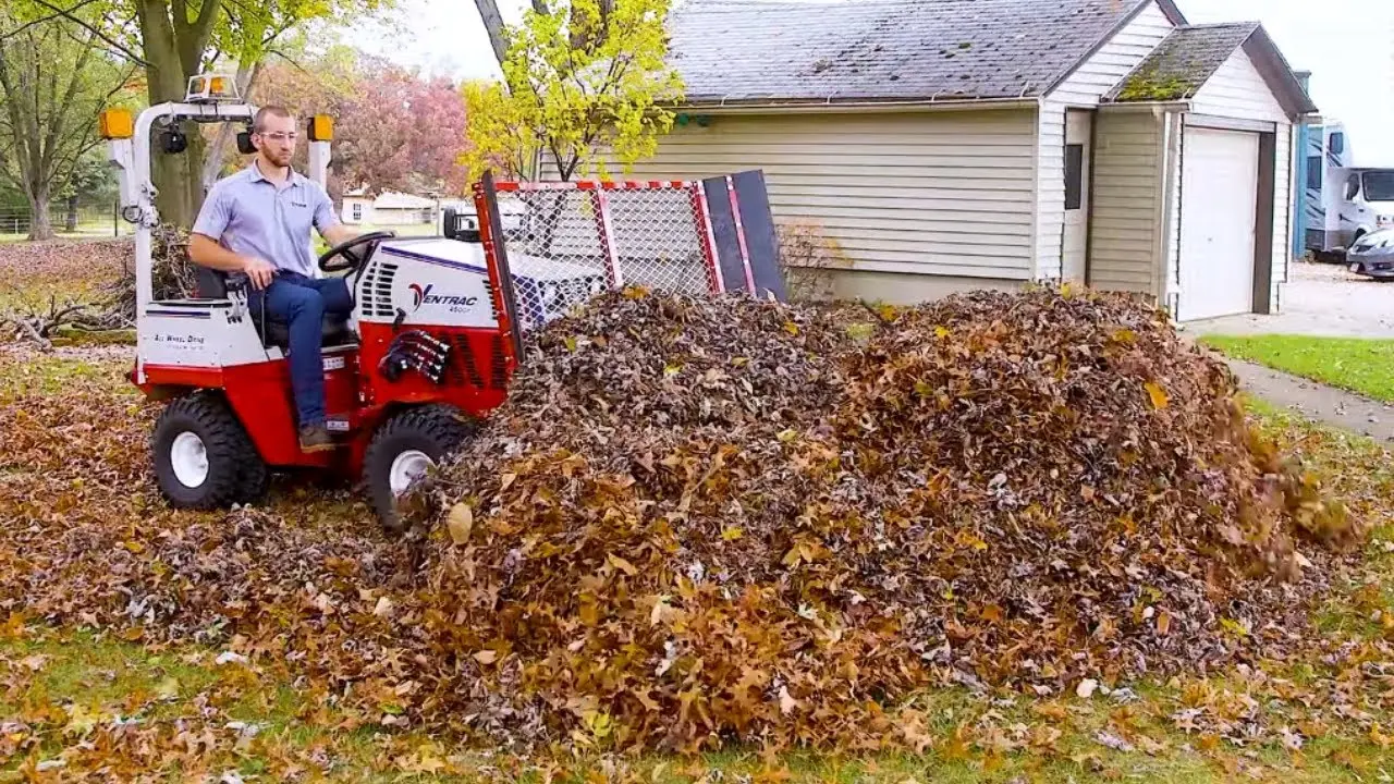 Move Massive Piles of Leaves Fast  Easy  Ventrac EF300 Leaf Plow Simple Start