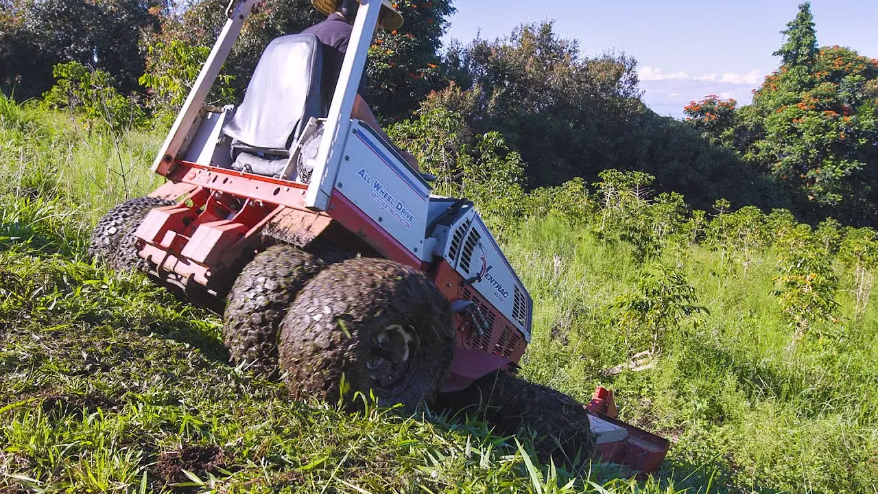 Mowing Extreme Terrain in Paradise  Hawaii Kona Coffee Farm