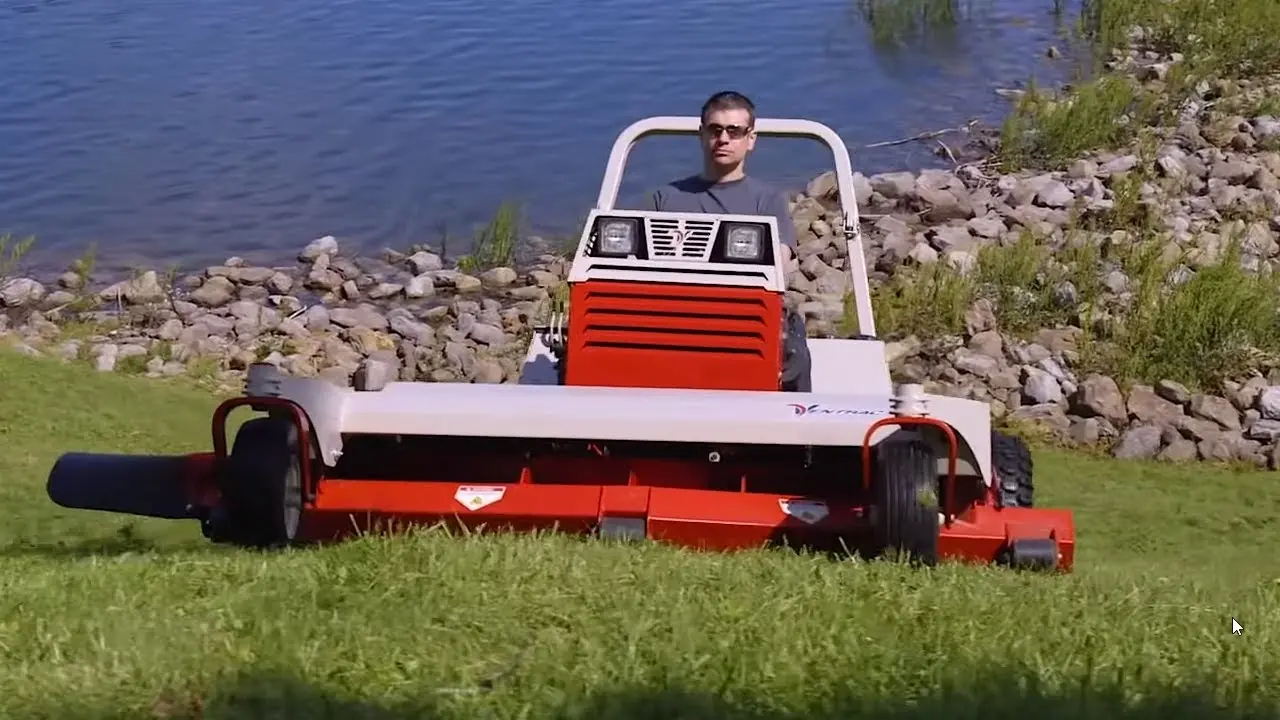 Mowing Extreme Hills on Dams Ditches Levees and Steep Banks