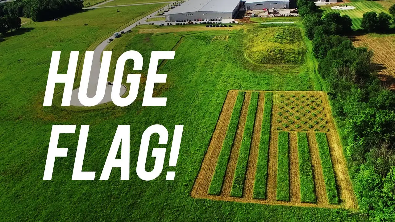 HUGE American Flag Mowed in Field
