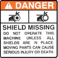 00.0062 Decal, Danger Shield Missing