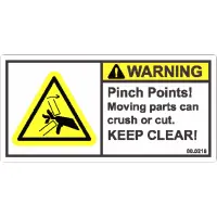 00.0218 Decal, Warning Pinch Point