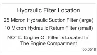 00.0518 Decal, Hydraulic Filter Location