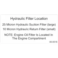 00.0518 Decal, Hydraulic Filter Location